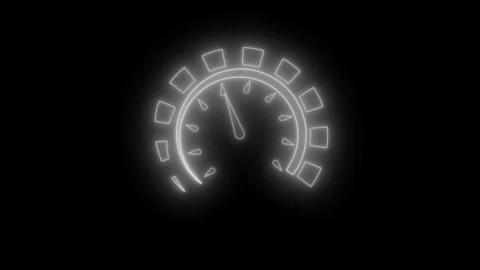 Glowing Neon Speed Meter Interface, Speedometer Animation with Neon Effects Vídeo Stock 315035518