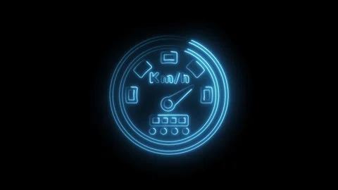 Glowing neon speedometer animated icon on black background for vehicle or t.. Stock Footage 330779832