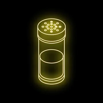 Glowing neon spice jar icon on black background Stock Illustration