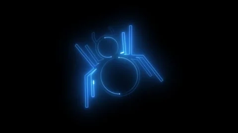 Glowing neon spider icon animation isolated on black background Vidéo 334803302