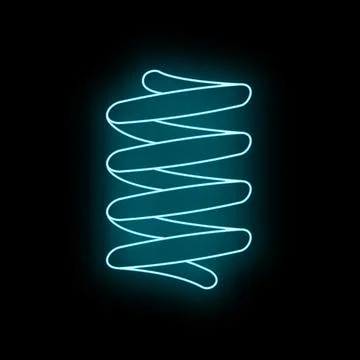 Glowing neon spring coil outline blue light Stock Illustration
