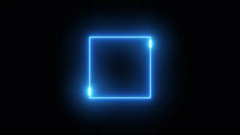 Glowing neon square frame blue color laser line animation Stock Footage 321608146