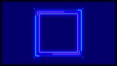 Glowing neon square frame pulsating with blue and purple light motion graphic Видео 345628784