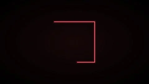 Glowing neon square outline drawing on a black background, red neon Vídeos de archivo 342596113