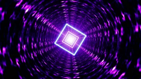 Glowing Neon Square Shape Light in the Purple Flare Tunnel Stock Footage 202237602