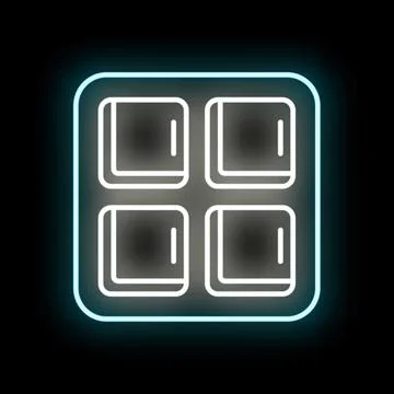 Glowing neon squares grid displaying digital interface buttons Stock Illustration