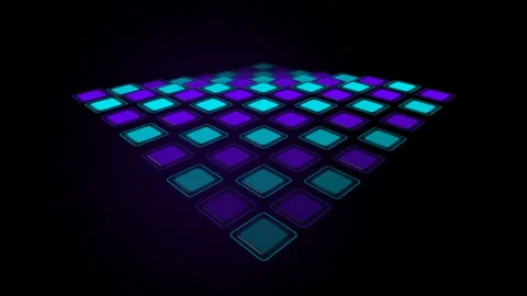 Glowing neon squares grid floor loop video animation background. Stock Footage 344890922