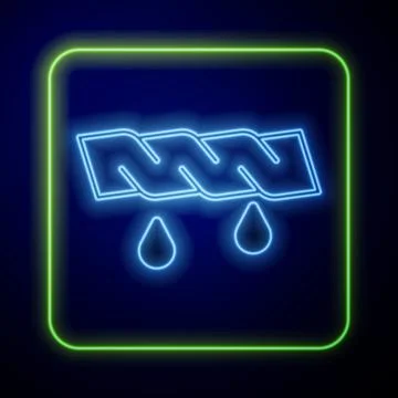 Glowing neon Squeeze clothes icon isolated on blue background.  Vector Stock Illustration