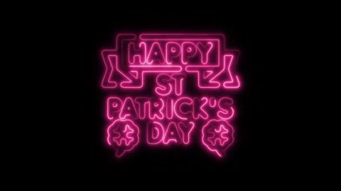 Glowing Neon St. Patrick's Day Icon Isolated on Black Background, HD Motion.. Stock Footage 301213885