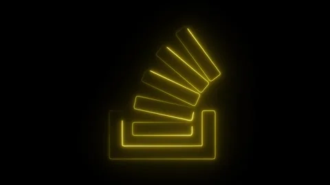 Glowing Neon Stack Overflow Icon Animation on Black Background, HD Motion G.. Stock Footage 301174494