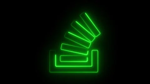 Glowing Neon Stack Overflow Icon Animation on Black Background, HD Motion G.. Stock Footage 301174495