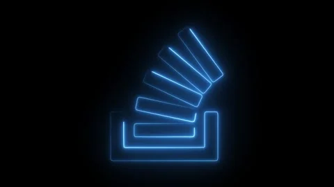Glowing Neon Stack Overflow Icon Animation on Black Background, HD Motion G.. Stock Footage 301174529