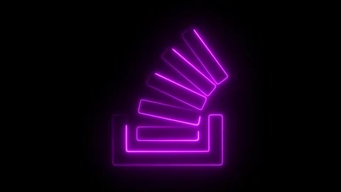 Glowing Neon Stack Overflow Icon Animation on Black Background, HD Motion G.. Stock Footage 301174530