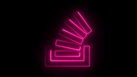 Glowing Neon Stack Overflow Icon Animation on Black Background, HD Motion G.. Stock Footage 301174544