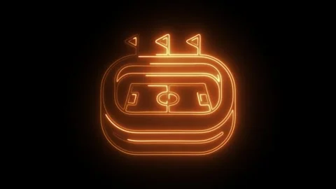 Glowing neon stadium icon isolated on black background. HD Video motion gra.. Stock Footage 304543203