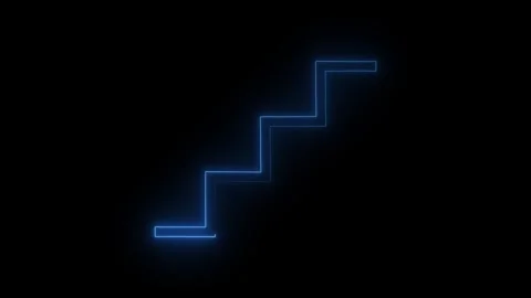 Glowing neon stairs down and up icon animation. Neon blue stairs down and u.. Video stock 339784642