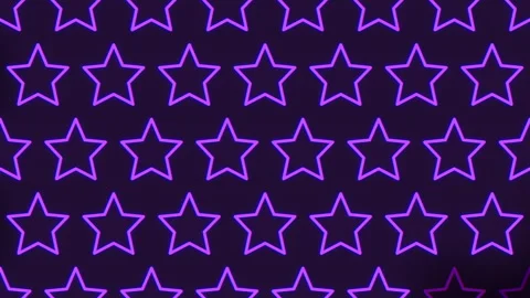 Glowing neon star pattern background with purple and blue outlines, seamless Stock Footage 333189326