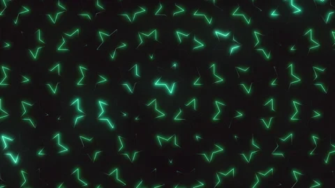 Glowing neon star pattern background with seamless futuristic green light shapes Stock Footage 334140381