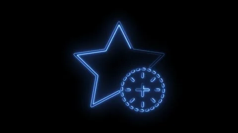 Glowing neon star plus icon animation on black background futuristic style Stock Footage 316673360