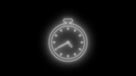 Glowing Neon Stopwatch clock Icon animation, A glowing neon stopwatch icon .. Stock Footage 304281849