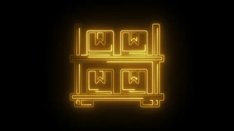 Glowing neon storage icon isolated on black background. HD Video motion gra.. Stock Footage 314642427