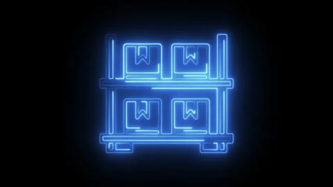Glowing neon storage icon isolated on black background. HD Video motion gra.. Stock Footage 314642430