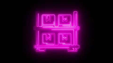 Glowing neon storage icon isolated on black background. HD Video motion gra.. Stock Footage 314642436