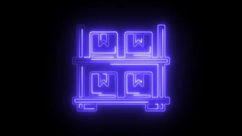 Glowing neon storage icon isolated on black background. HD Video motion gra.. Stock Footage 314642438