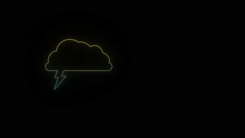 Glowing neon storm cloud icon on black background. Stock Footage 221695244