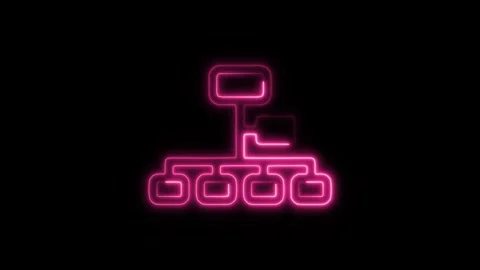 Glowing Neon Structure Icon Isolated, Architectural Framework and Organizat.. Video stock 301205558
