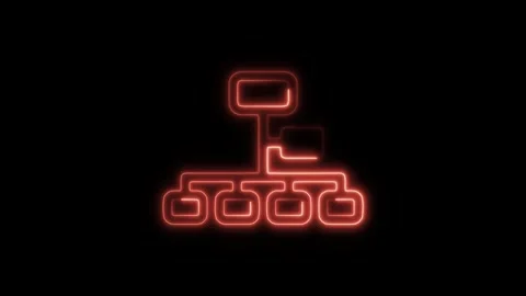 Glowing Neon Structure Icon Isolated, Architectural Framework and Organizat.. Video stock 301205560