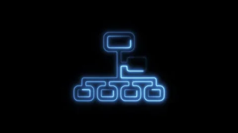 Glowing Neon Structure Icon Isolated, Architectural Framework and Organizat.. Video stock 301205564