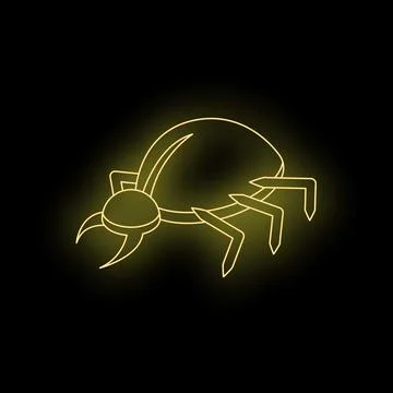 Glowing neon style bug crawling on dark background Stock Illustration
