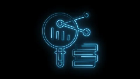 Glowing neon style data analysis and database management illustration on black Stock Footage 322976650