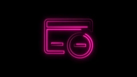 Glowing neon style deletion of payment method icon for finance and business.. Stock Footage 312447489