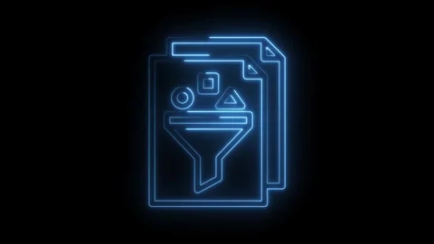 Glowing neon style file with data filtering concept for graphic design and .. Stock Footage 346001352