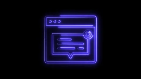 Glowing neon style notification popup window on black background minimalist ui Stock Footage 322965891