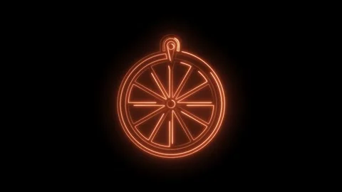 Glowing neon style orange fruit christmas ornament animation on black background Stock Footage 330770365