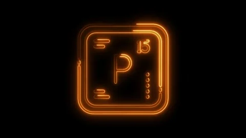 Glowing neon style phosphorus element on a black background in periodic tab.. Stock Footage 308459253