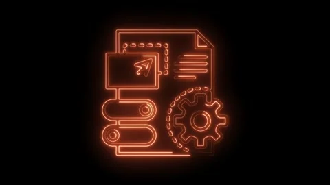 Glowing neon style process automation flowchart on black background animati.. Stock Footage 316673090
