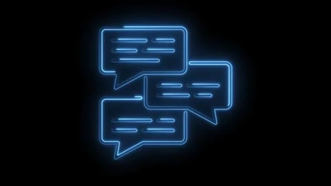 Glowing neon style speech bubbles representing communication and dialogue o.. Stock Footage 314537384