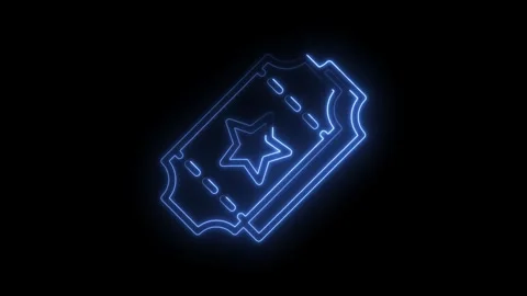 Glowing neon style ticket with star for event concert show party admission on Stock Footage 322960575
