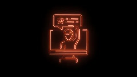 Glowing neon style webinar interface on computer screen over black backgrou.. Stock Footage 345983766