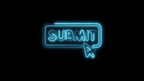 Glowing neon submit icon isolated on black background. HD Video motion grap.. Stockbeeldmateriaal 304168736
