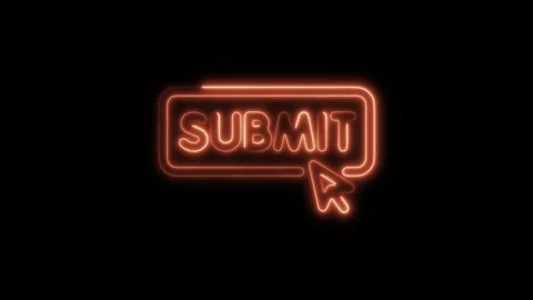 Glowing neon submit icon isolated on black background. HD Video motion grap.. Stockbeeldmateriaal 304168737