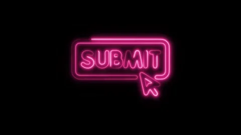 Glowing neon submit icon isolated on black background. HD Video motion grap.. Stockbeeldmateriaal 304168744