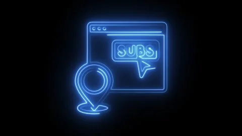 Glowing neon subscription icon isolated on black background. HD Video motio.. Stock Footage 304106247