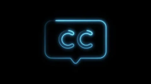 Glowing neon subtitle icon isolated on black background. HD Video motion gr.. Stock Footage 304171370