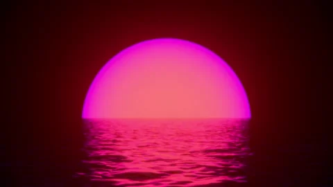 Glowing neon sun with reflections in water surface. Stock Footage 224253934