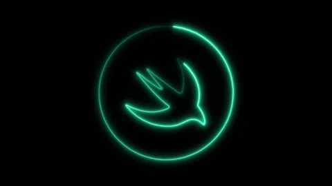 Glowing neon swift icon isolated on black background. HD Video motion graph.. Stock Footage 304168453